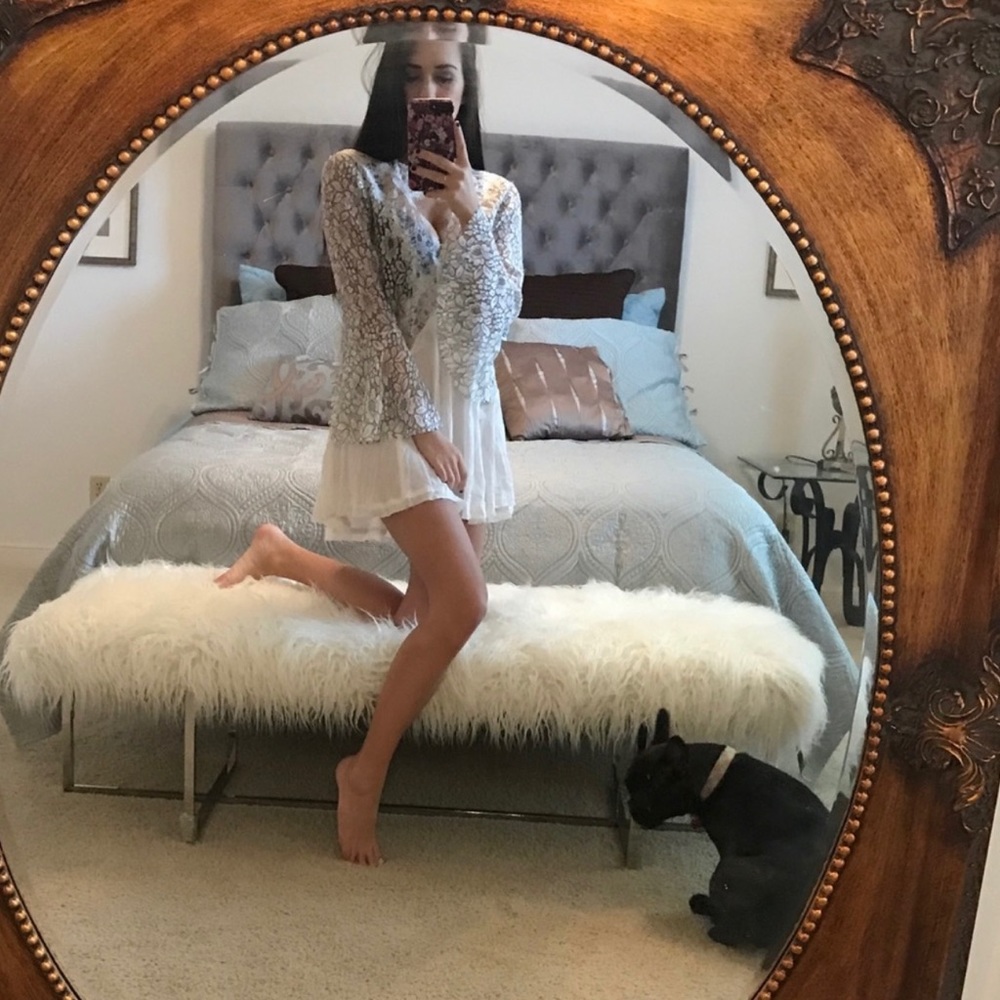 Altar’d State White Lace Boho Mini Dress, Size S